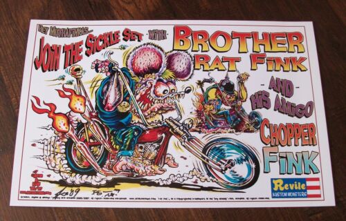 Johnny Ace Ed Roth Brother Rat Fink Chopper Motorcycle Bike Art Poster Signed