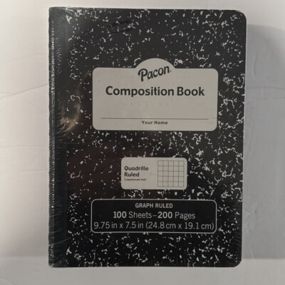 Pkg Of 6 QUAD Ruled Composition Book 5sq.Per Inch Graph Paper 100 sheet 600total