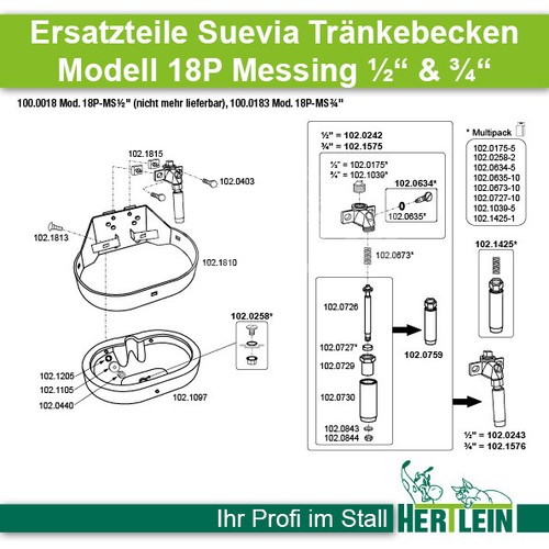 Suevia Anschlusswinkel 1/2 Zoll Für Tränkebecken - Komplettset Mit Verschlussstopfen & Regulierschraube Für Modelle 12P/16P/18P/25R