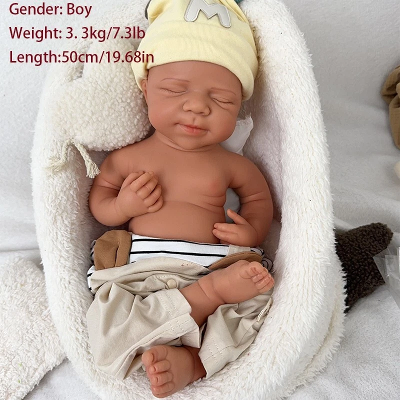 Muñeca Silicona Sólida 19.68'' Silicona Muñeca Renacida Silicona Niño Muñeca Juguetes Regalos Foto 2 de 4