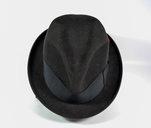 Sombrero Fedora Negro Knox Fifth Avenue New York Premier EWF Madison Avenue Talla 71/4 - Imagen 3 de 10