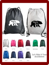 MAMA BEAR CUSTOM MADE DRAWSTRING BACKPACK CINCH SACK GYM SPORTS SCHOOL BAG NYLON