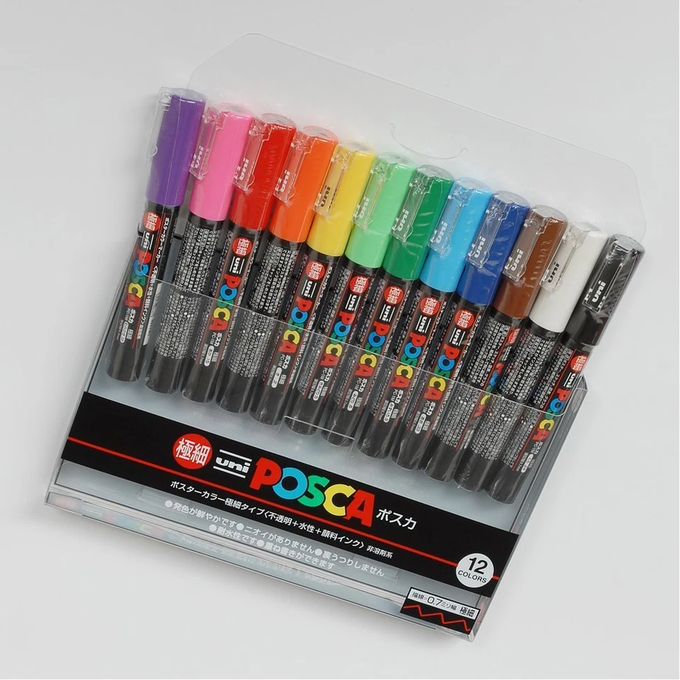 New Mitsubishi Uni Posca PC-1M 12C Marker Pen 0.7mm 12 Color Set Japan - Image 2 of 4
