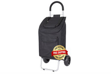 Carrito de compras negro plegable con ruedas y bolsa removible est ndar