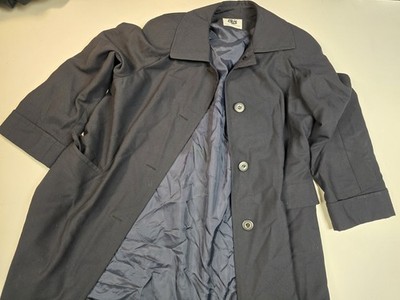 Womens BLUS Outer Coat Over Coat Size 14 Navy Virgin Wool Polyester 