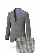 Banana Republic Blazer Mens 42R Grey Check Cotton Tailored Fit Two Button