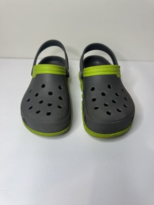 Crocs Gray And Green Unisex, Men s 5/Women s 7. Pre-owned