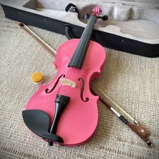 Full-Size 4/4 Pink Violin Starter Set with Case, Bow, Rosin, Solid Wood Violin