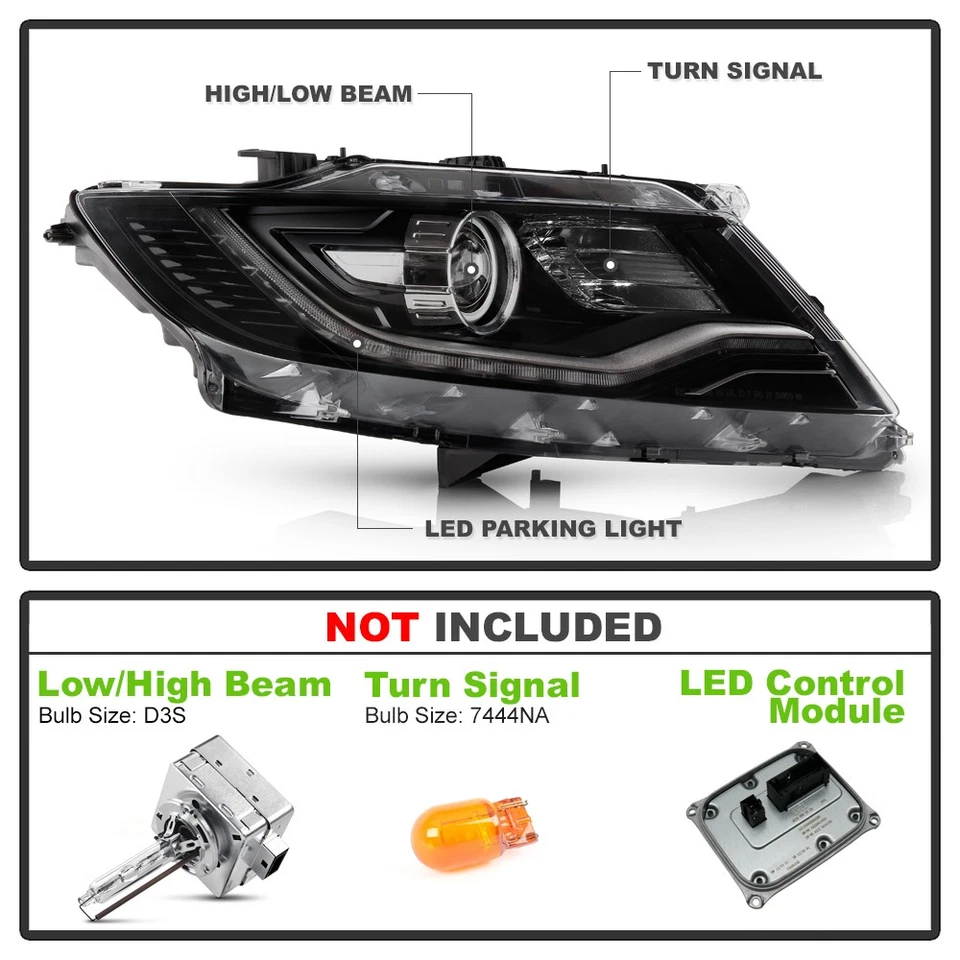 2016-2018 Lincoln MKX HID/Xenon non-AFS LED DRL Projector Headlight Headlamp SET — 第 3/4 张图片