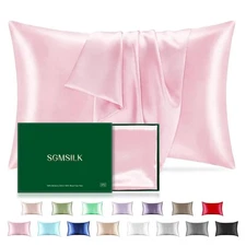 Mulberry Silk Pillowcase for Hair and Skin, 22 Momme Natural Silk Pillow Case...