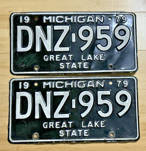 1979 MICHIGAN Great Lake State Lic Plate #DNZ-959