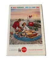 1959 Vintage Original Coca Cola Coke Soda Magazine Ad Beach Picnic Cold Crisp