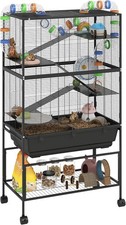 Hamster Cage with Deep Tray 5 Tier Rolling Rat Cage with Storage Shelf Big Wheel