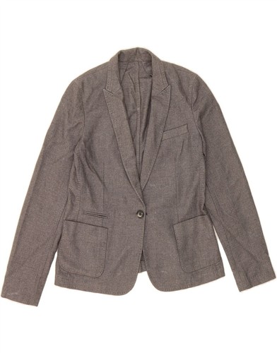 MASSIMO DUTTI Womens 1 Button Blazer Jacket EU 42 Large Grey Polyester AL19