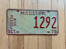 1975 Mississippi School Bus License Plate