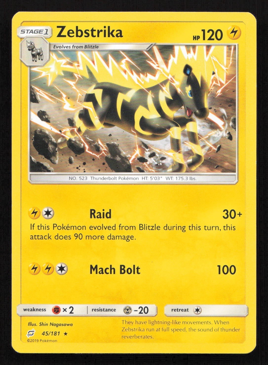 Pokémon - Zebstrika - 45/181 - Rare - Team Up - NM/M