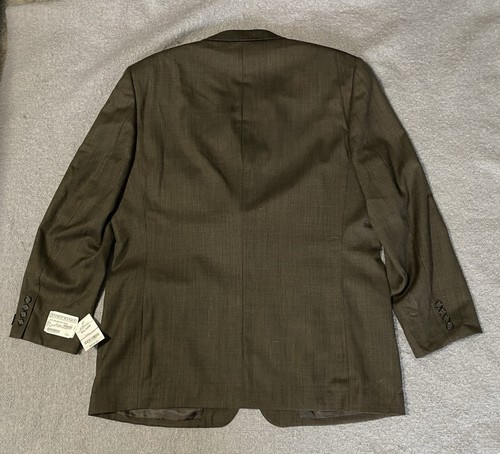 Jeffrey Banks Suit Jacket Brown Houndstooth Check 100% Wool 46L/40W NWT - Picture 2 of 9