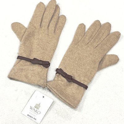 With Tag Ginza Wako Cashmere 100 Smartphone Compatible Gloves Beige