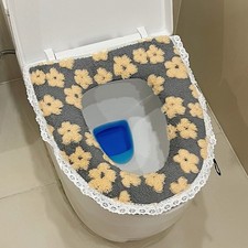 1X Couvre-WC En Fourrure Avec Fleurs Et Dentelle Zippé