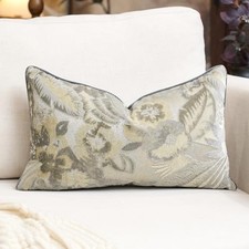 Neutral Floral Pillow Cover 12 x 20 Inch, Vintage 20" x 12" Pack of 1 Gray