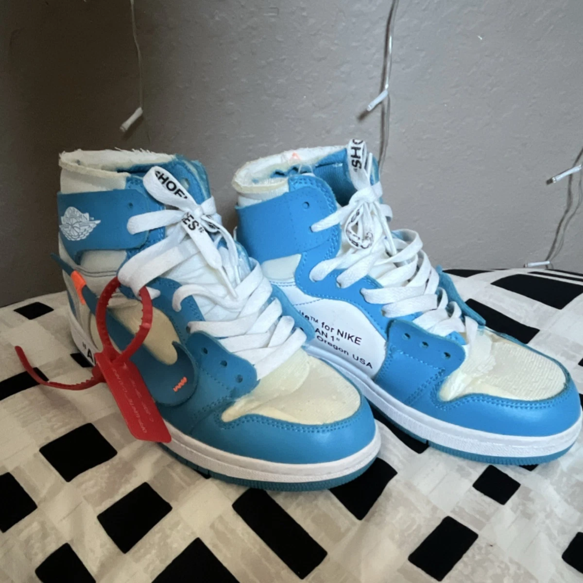Nike Kids Sneakers White / Light Blue / Brown Strap Lace Athletic Shoes Shop Air Force 1  main image 2