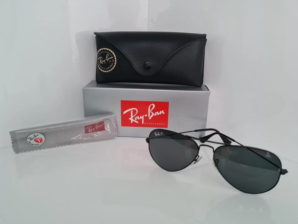 Ray-Ban Large Metal Aviator Sunglasses RB 3025 Black Polarized, photo 1 of 5