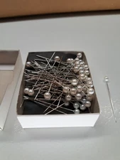 Vtg Japan 144pc 2” Round Pearl Head Stick Pins Dressmaker Sewing 1 Gross 