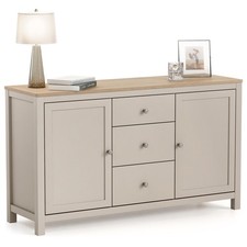 Christow Sideboard with Drawers Cupboards Oak-Effect Top H79cm x W137cm x D40cm