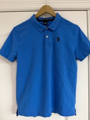 U.S. Polo Assn. Boys Short Sleeve Pique Polo Shirt, Bright Blue, Size XL (14-16)