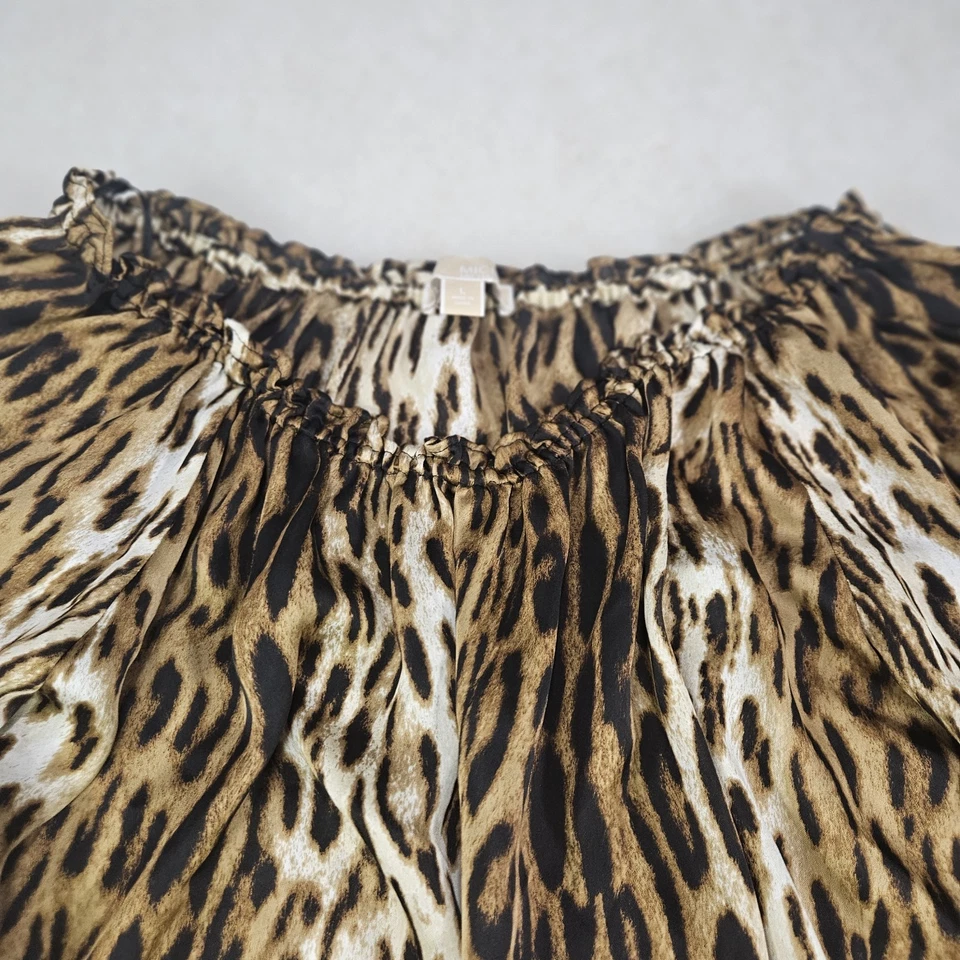 Top campesino manga larga estampado animal negro y marrón Michael Kors talla grande Foto 2 de 4