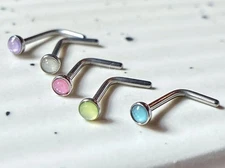 5pcs Illuminating Stone L-Bend 20g Nose Rings Surgical Steel Value Pack