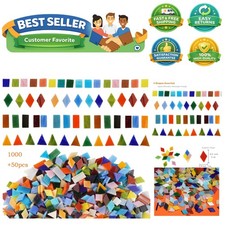 1050 Vibrant Mixed Shape Glass Mosaic Tiles - Perfect for Elegant Crafts