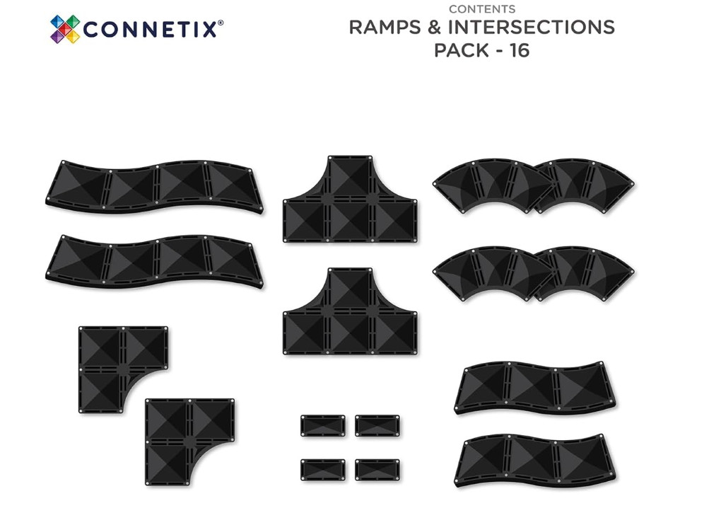 Connetix Ramps & Intersections Pack – 16‑Piece Magnetic Building Expansion Set