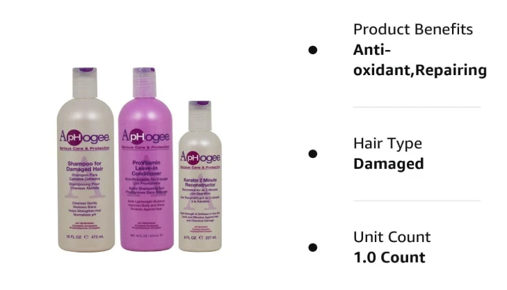 Champú ApHogee cabello dañado + ProVitamin sin enjuague (16 oz) queratina 2 (8 oz Foto 2 de 2