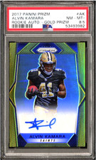 2017 Panini Prizm Alvin Kamara Rated Rookie Gold Auto /10 RC Saints PSA 8.5