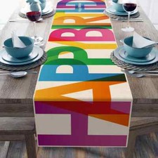 Happy Birthday Table Runner 13x72" Celebrate Birthday Party Table Decor