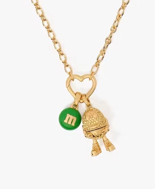 Kate Spade M&M Statement Pendant Necklace Green Peanut M&M Candy Novelty NWT - Image 2 of 4