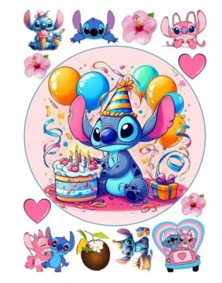 Essbar Lilo und Stich Fabel Tortenaufleger Torte Tortenbild Zuckerbild+ TEXT