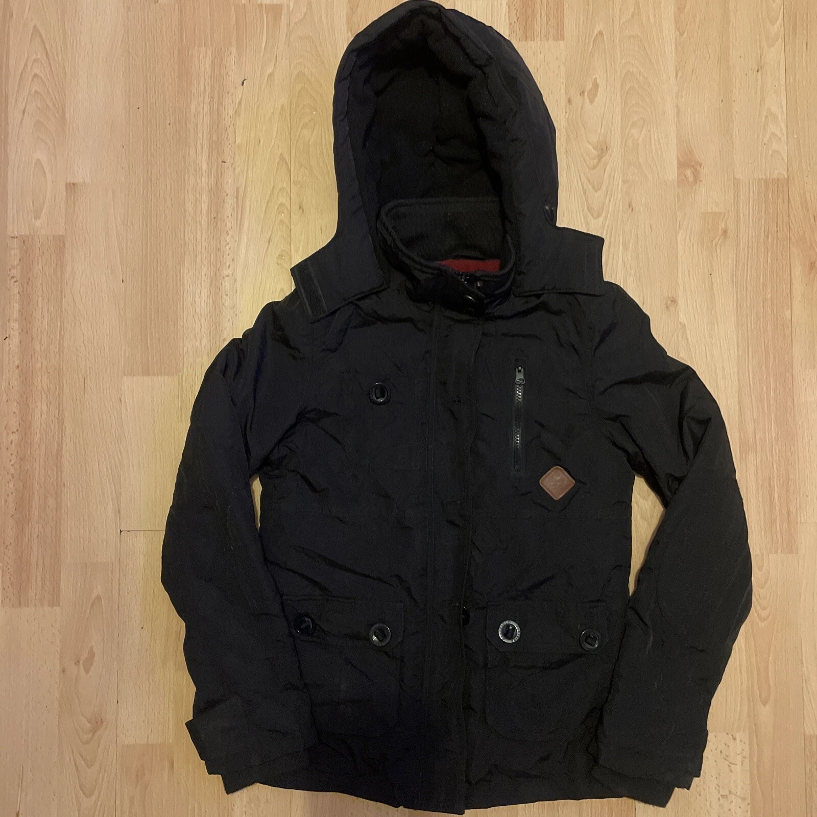 VETEMENTS BellField Abbigliamento Nero Donna Felpa con Cappuccio Cappotto Giacca Taglia 8 Xs