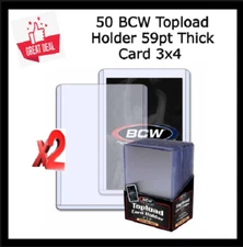 50 BCW High Quality Toploader 3x4 For Trading Cards Thick 59pt Rigid PVC Holders