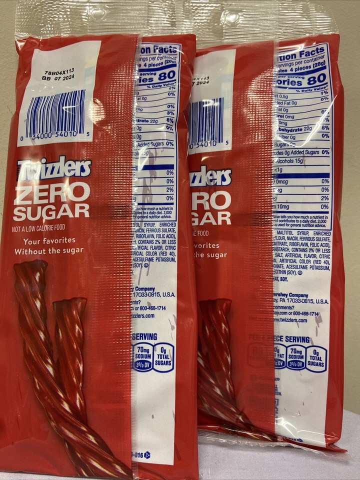 Twizzlers ZERO SUGAR Aspartame Free Strawberry Twists (2) 5 Ounce