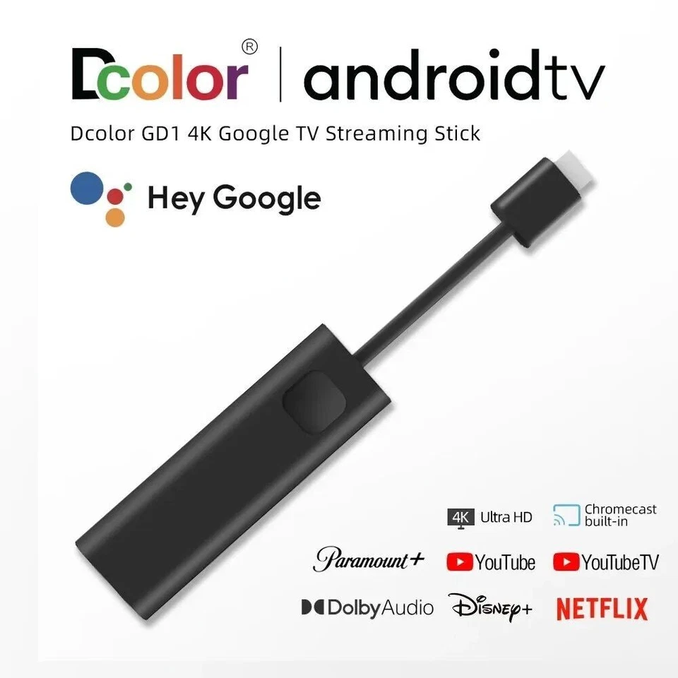 Dcolor GD1 4K Android TV Stick Google Netflix Certified Chromecast Voice Remote - Image 3 of 4