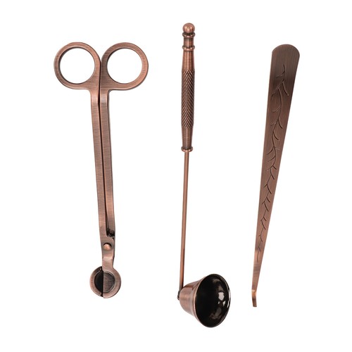 3pcs Candle Accessory Set Steel Care Kit 3 in 1 Bronze Scented Candles Trimmer - Picture 6 of 12