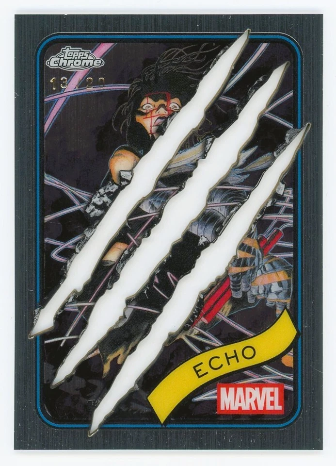 2025 Topps Chrome Marvel #14 Echo 13/20 Clawed Chrome Variation Stainless Steel - Image 2 of 3