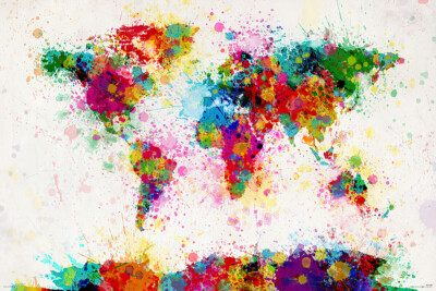 Map Of The World - Paint Drop World Map Poster / Print (Michael Tompsett)