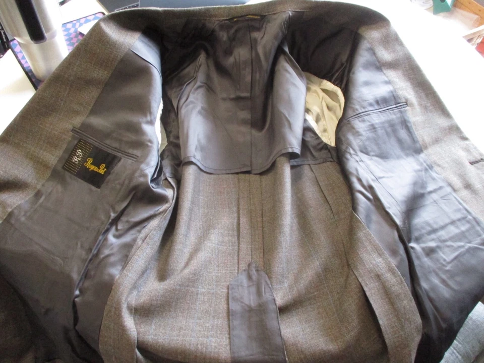 Traje de tres piezas Rogers Peet en muy buena condición marrón azul a cuadros lana hecho en EE. UU. 38R Foto 3 de 4