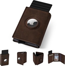 Airtag Wallet: Minimalist Front Pocket Mens Wallet for Apple Air Tag, RFID Block