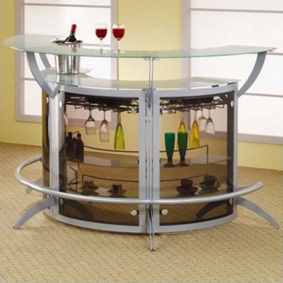 Metal Wine Bar 2 Piece Curved Foot Rail Stemware Storage Home Dining Furniture  - Image 3 of 4