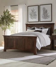 Amish Traditional Solid Wood Panel Bed Bedroom Furniture