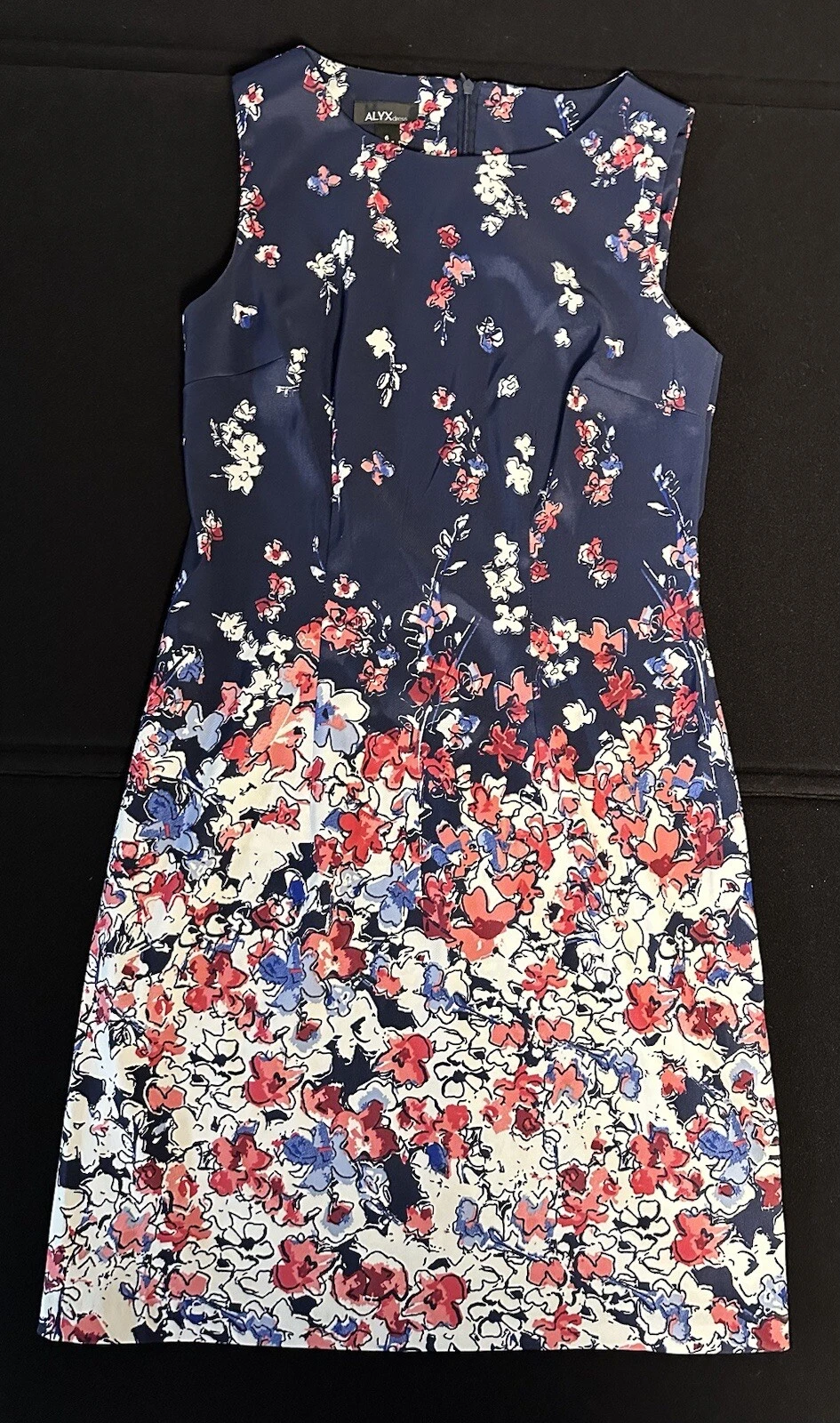 Abito tubino donna Alyx blu rosso e bianco stampa astratta floreale Taglia 6